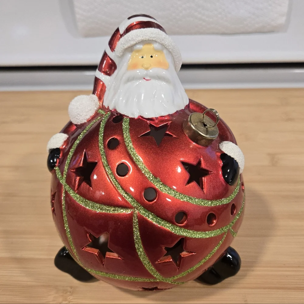 QVC Light Up Santa Clause Orniment Figirine w/ Color‎ Changing Bulb